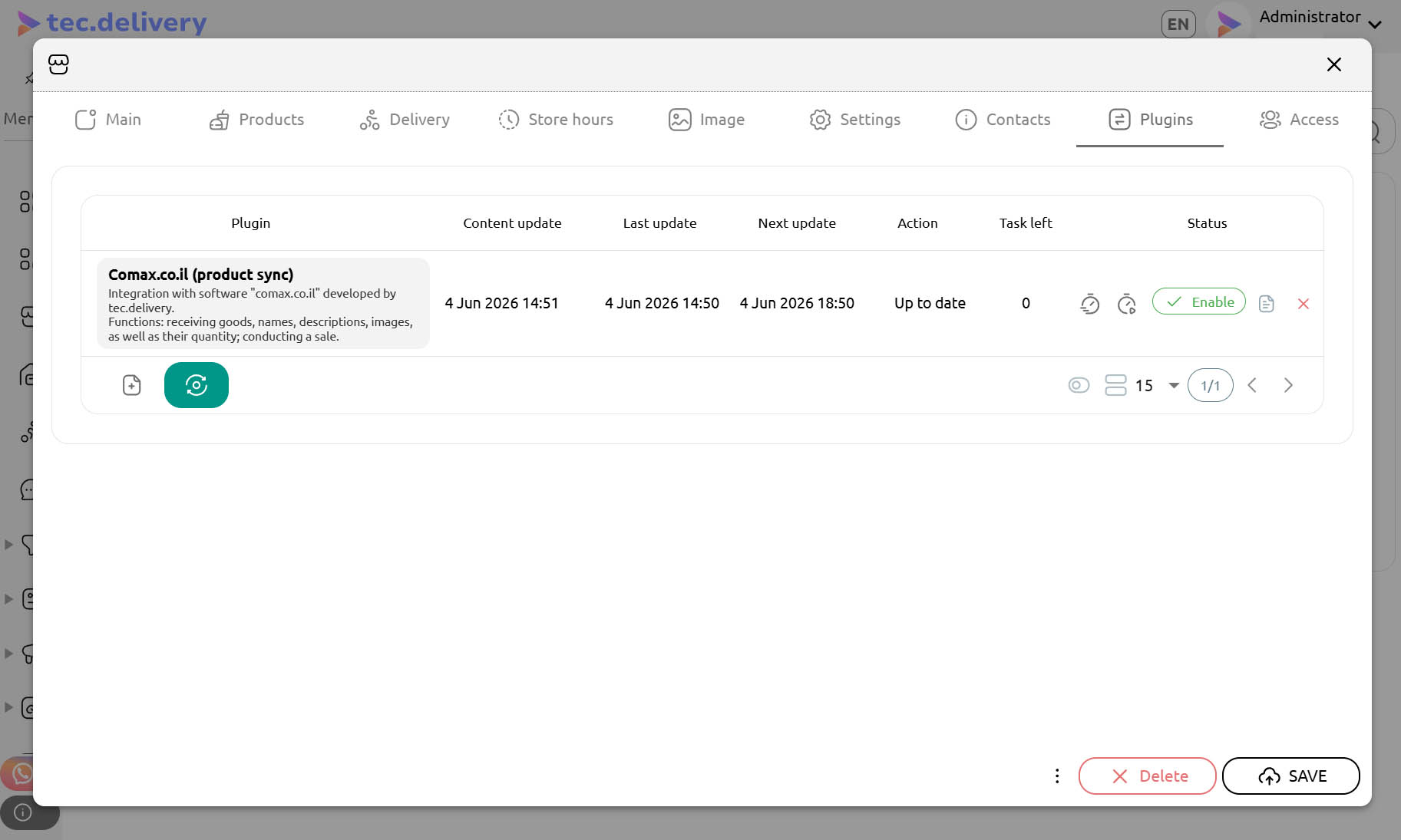 Comax Plugin Configuration